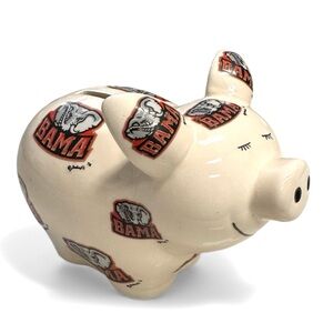 Cream “Alabama “ Piggy Bank with Red and Black Accents